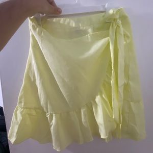 SHEIN yellow mini wrap skirt